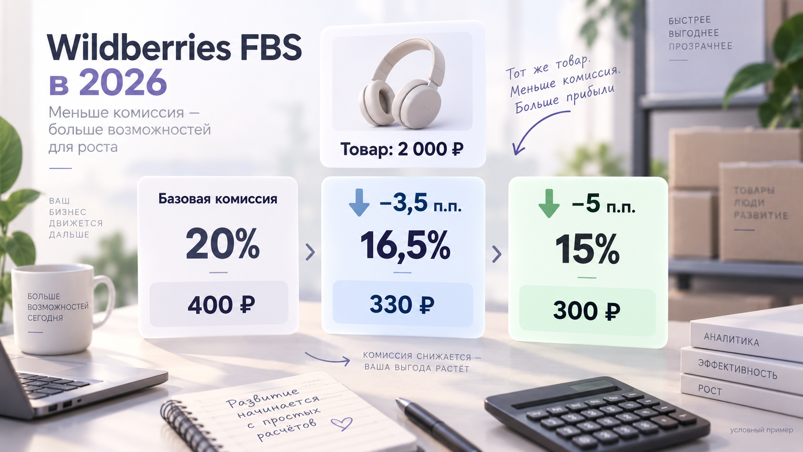 Пример расчёта снижения комиссии FBS на Wildberries