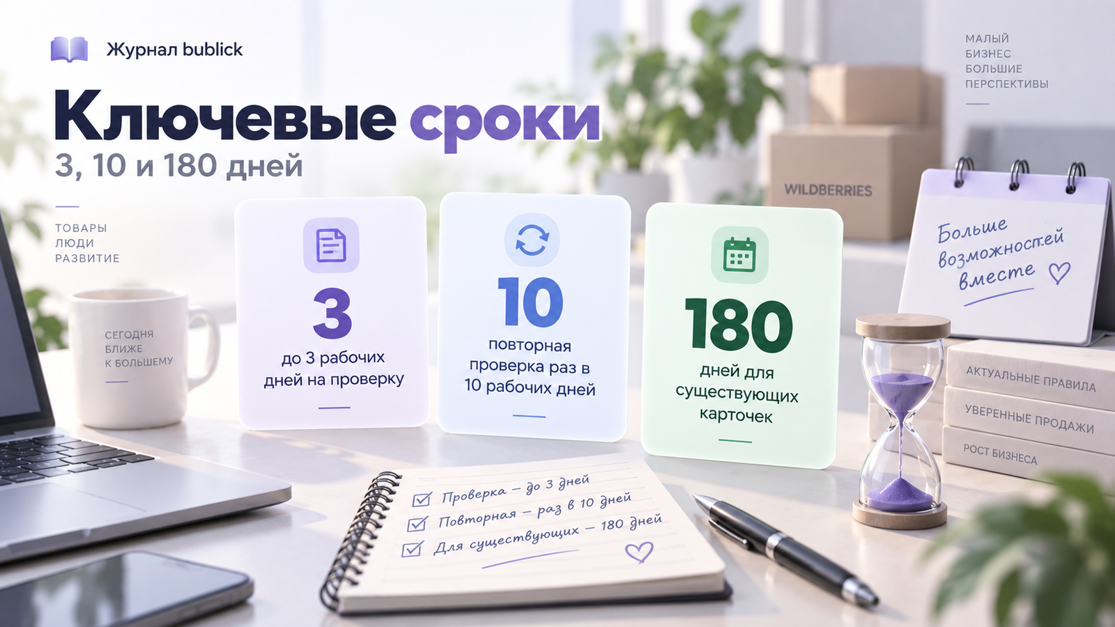 Ключевые сроки проверки карточек Wildberries: 3, 10 и 180 дней