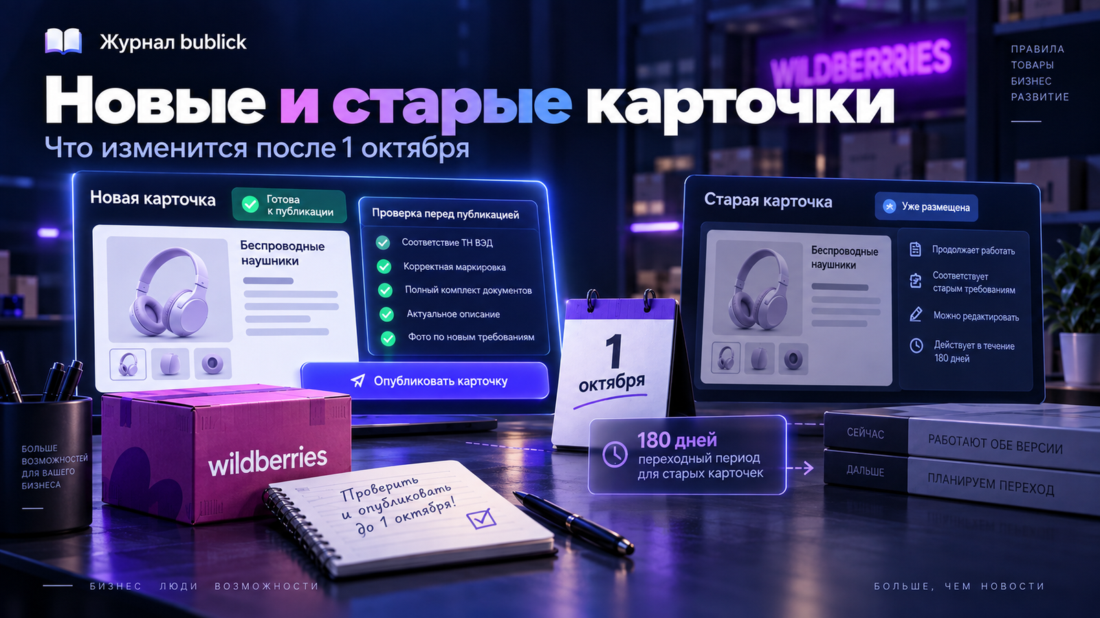 Новые и старые карточки Wildberries после 1 октября: проверка перед публикацией и переходный период