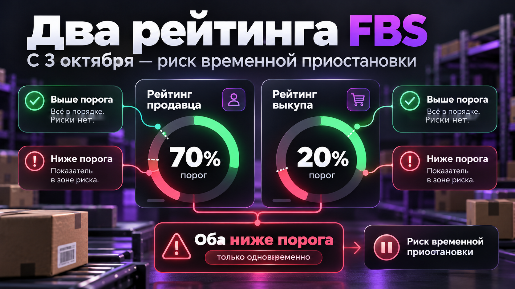 Новые рейтинги FBS Wildberries: пороги 70% и 20% с 3 октября