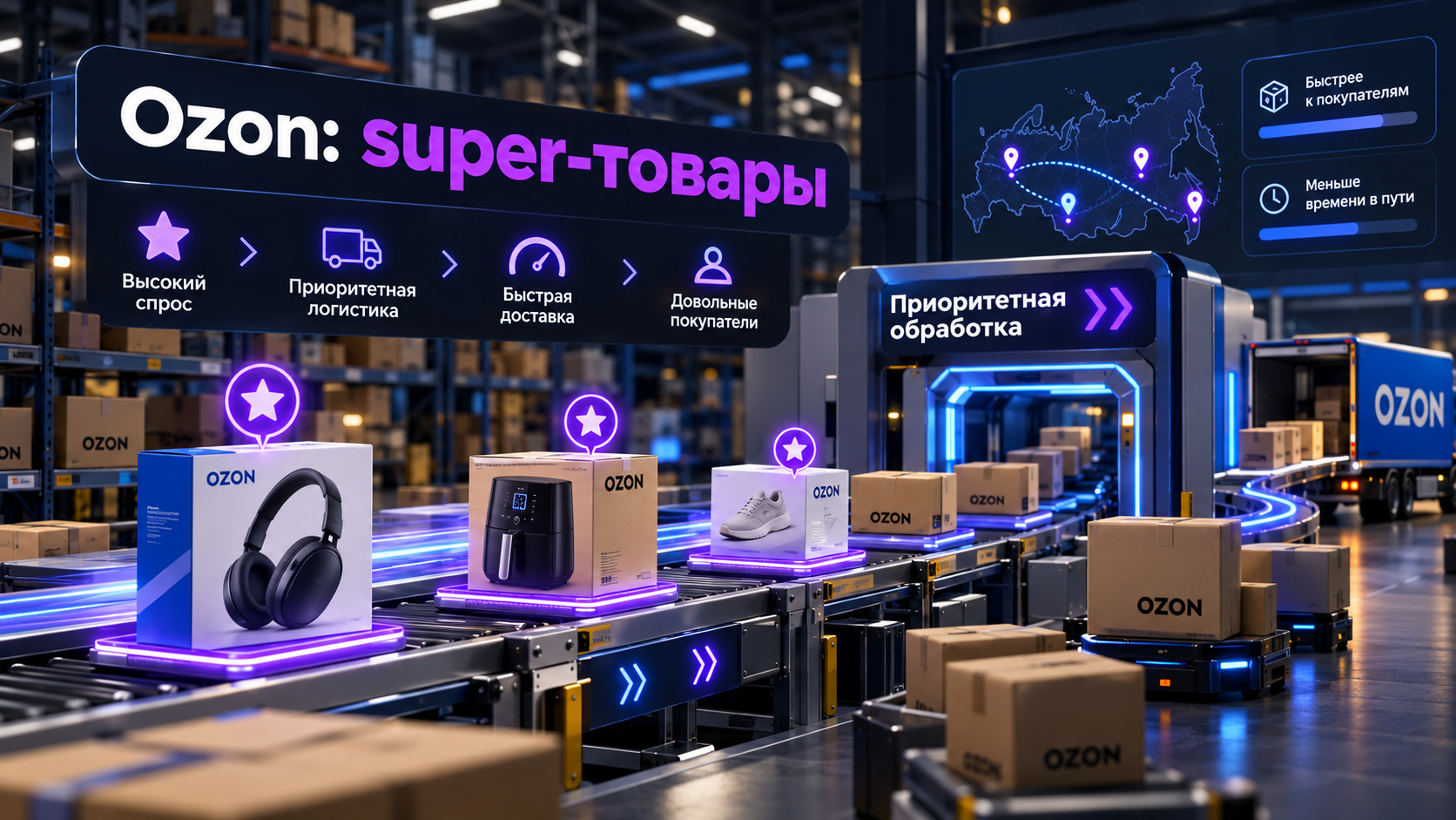 Ozon super-товары: приоритетная логистика и льготы для ходовых товаров